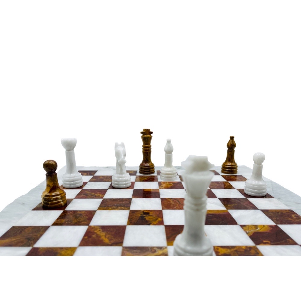 Marble Chess Set - White and Wine